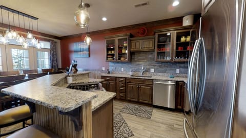 Indoors, Kitchen, Chair, Kitchen Island, Refrigerator