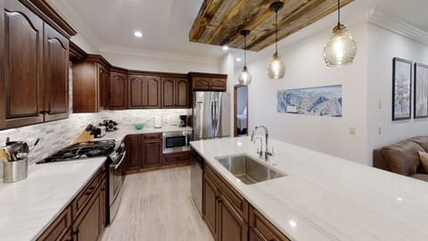 Indoors, Kitchen, Sink, Hardwood, Stained Wood