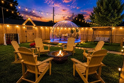 This one-of-a-kind dome lets you enjoy the backyard even during rainy or cold winter evenings. PS: The dome is not recommended for use during hot summer months. We suggest enjoying the other amenities during warmer months for optimal comfort.