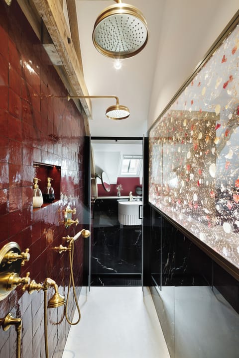 Panoramic Double Room, 1 Queen Bed, City View | Bathroom | Shower, rainfall showerhead, hair dryer, bathrobes