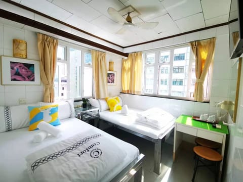 Desk, free WiFi, bed sheets