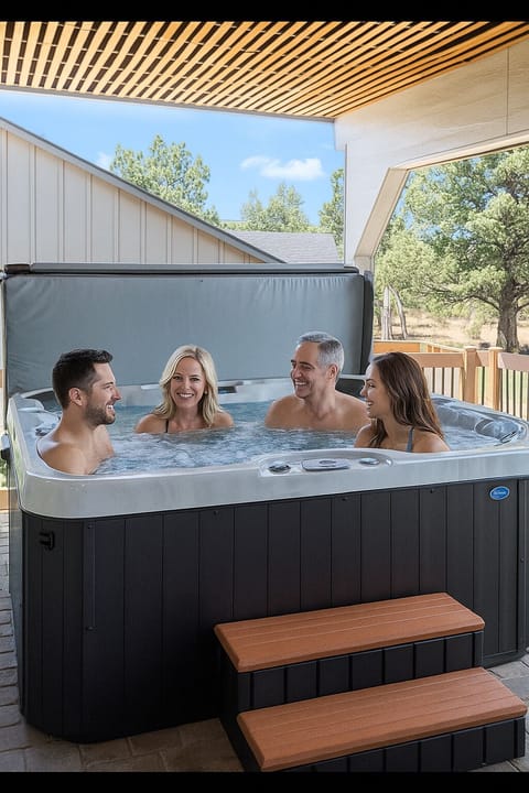 Relax in the private hot tub after exploring.
