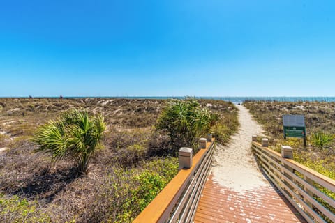 Convenient beach access boardwalk