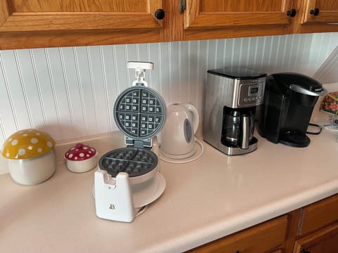 Waffle maker, coffee maker, Keurig machine & electric kettle. Crockpot avail
