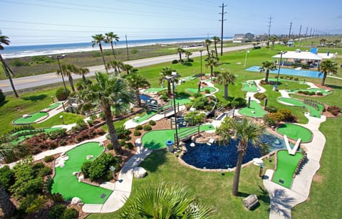 Discover a vibrant mini-golf oasis surrounded by nature and fun.