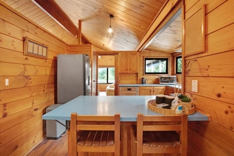 There is casual seating at the Kitchen island bench which is perfect for eating breakfast.