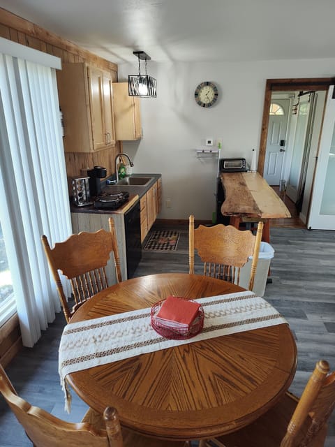 Cozy eating area over looking the river.