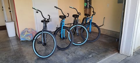 Explore the charming Bella Beach community on one of four beach cruisers, perfect for a leisurely ride to the café for coffee or a sweet treat.