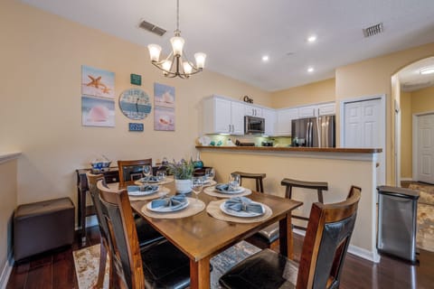 Dining area with kitchen in the back