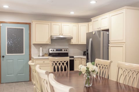 Modern cabinetry and sleek stainless appliances