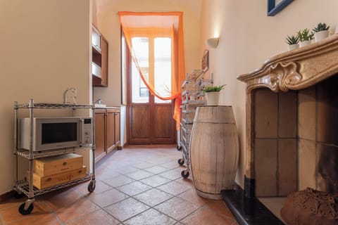 Fridge, microwave, stovetop, espresso maker