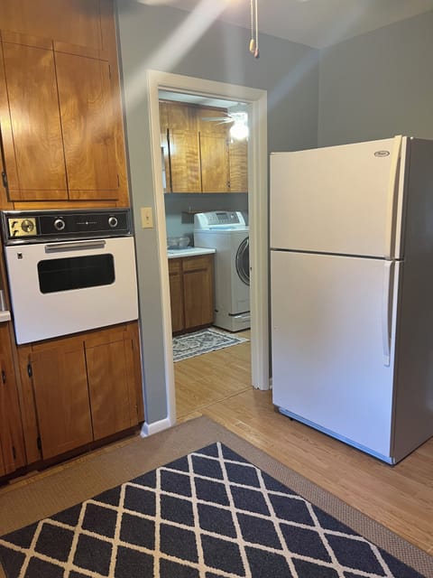 Kitchen looked into laundry room!