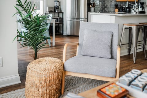 Handsome living room chair and ottoman 