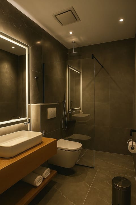 Hair dryer, children's robes, bidet, towels