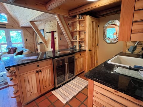 Petite bonus space with wine fridge and wet bar