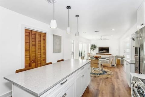 View from Kitchen to Dining and Living Room Areas