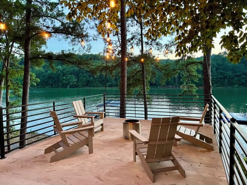 Patio with Fire Put and Lake View