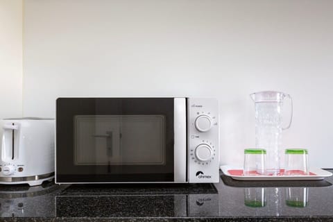Microwave oven and toaster are available
