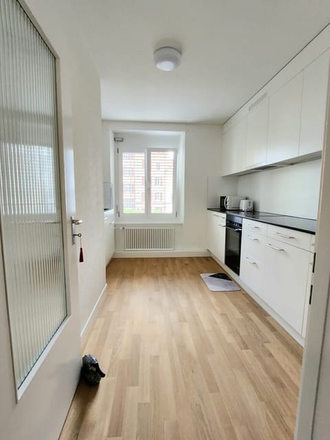 Fully equipped kitchen, complete with dishwasher and washing machine / dryer for your exclusive use. Kitchen is bright and spacious, and all appliances are brand new from V-Zug.