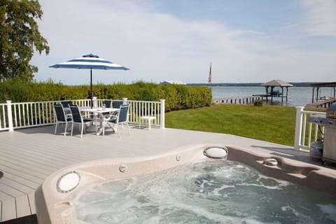 Private lakeview hot tub—relaxation just steps from the house.