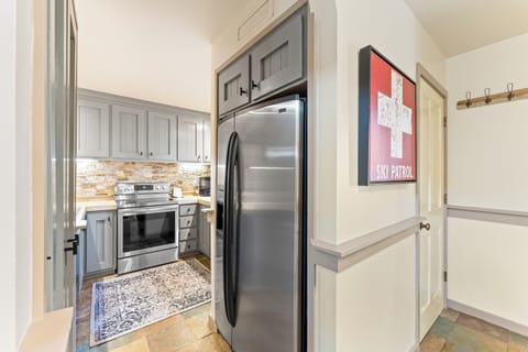 Kitchen with stainless steel appliances