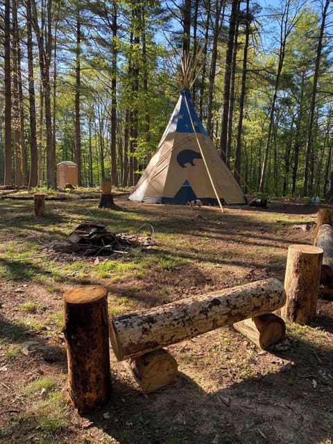 Lots of space and tranquility outside of the tipi, with an in-ground fire pit. 