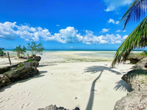 Private beach, white sand, sun loungers, beach umbrellas