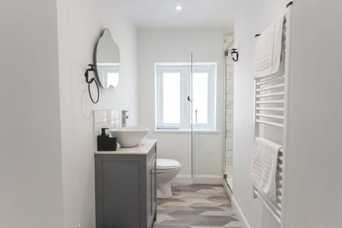 Apartment | Bathroom | Shower, hair dryer, towels, toilet paper