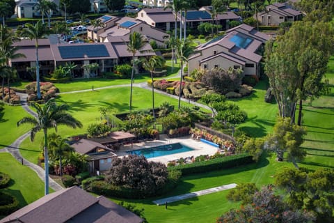 Aerial view of Waikoloa Villas D200 showcasing the resort pool
