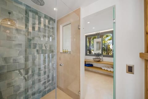 Junior Suite With Hot Tub | Bathroom | Shower, rainfall showerhead, hair dryer, towels