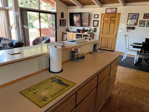 Living room and kitchen.