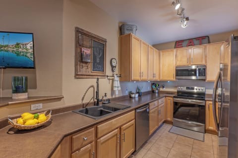 Well stocked kitchen allows you to prep and serve home cooked meals.