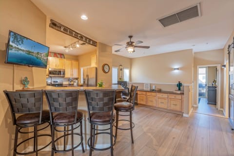 Newly added vinyl floors enhance condo's appeal and ambiance.