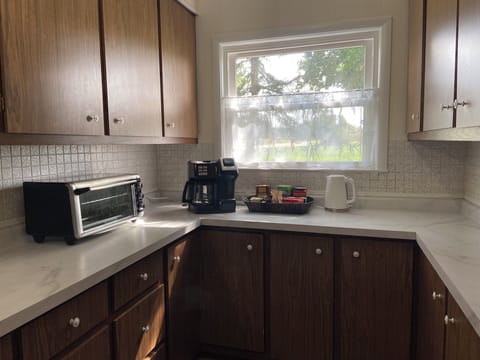 Coffee/Tea/Toaster Oven area in the Kitchen-start your morning right!
