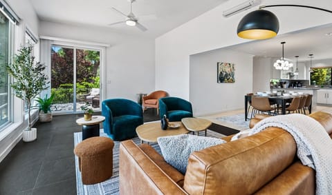 Leather sofa and accent chairs