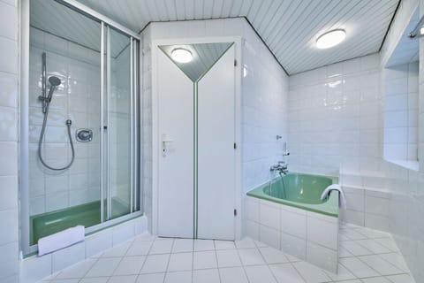 Basic Quadruple Room, Non Smoking, Mountain View | Bathroom | Shower, hair dryer, towels, soap