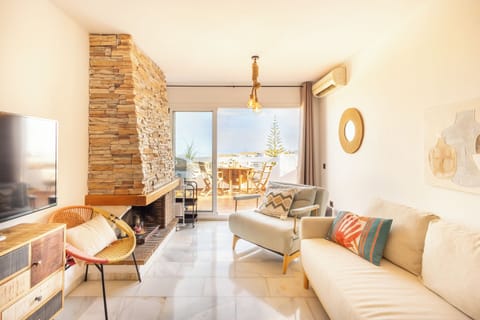 Honeymoon Penthouse, 1 Bedroom, Terrace, Mountainside (Sol Vista Terrace) | Living area | Flat-screen TV