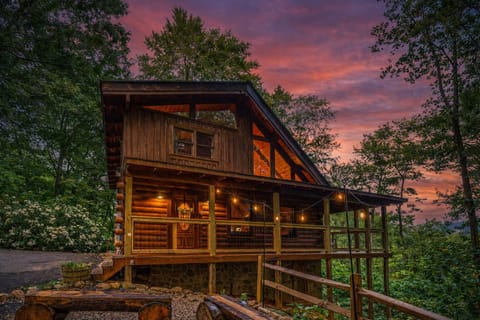 The Smoky Mountain Cabin bathed in the beautiful evening light