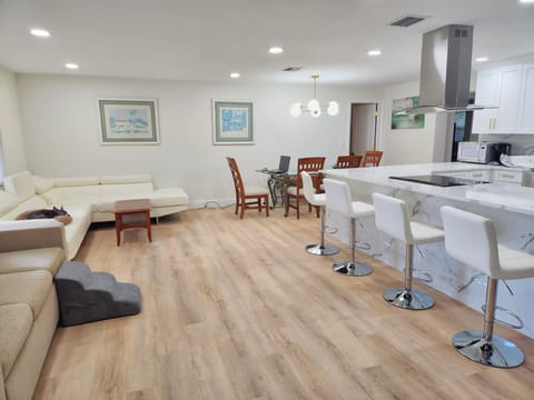 Pet-friendly large open living area and kitchen