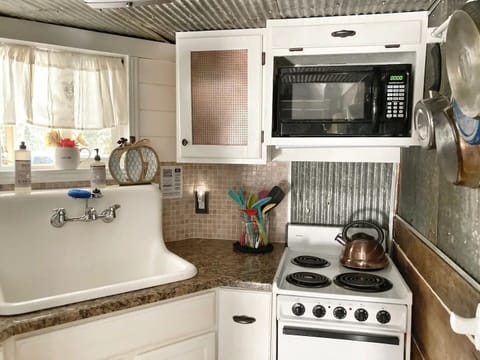 Vintage sink, microwave & stove/oven