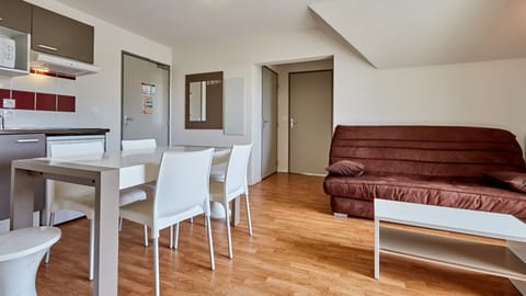 Relax in the rustic living area.