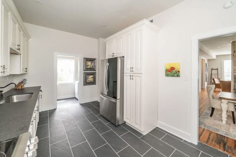 Kitchen is just steps off of the dining room
