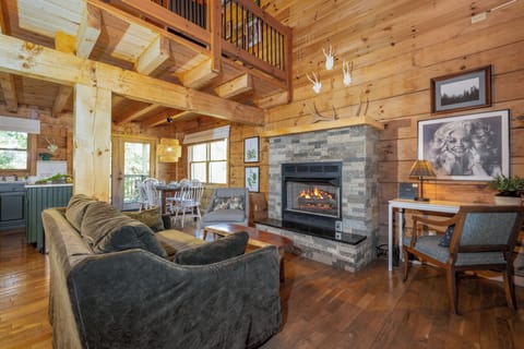 Cozy up downstairs in front of the gas fireplace. 