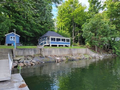 View from the dock!  Main cabin with view of adjacent bunk house