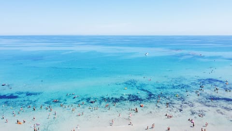On the beach, white sand, beach bar