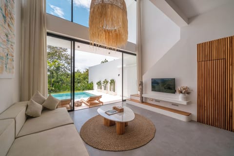 Deluxe Villa, 1 Bedroom, Pool View | Living area | Flat-screen TV