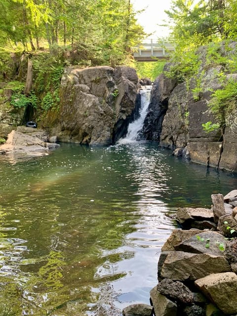 Davey Falls. There is a steep walk that crisscrosses the hill to the water