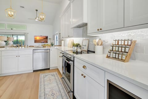 The kitchen has a Kitchenaid appliance package