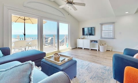 Living room with view of ocean