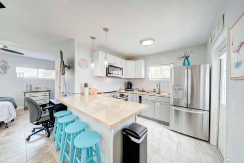 Spacious kitchen with stainless steel appliances